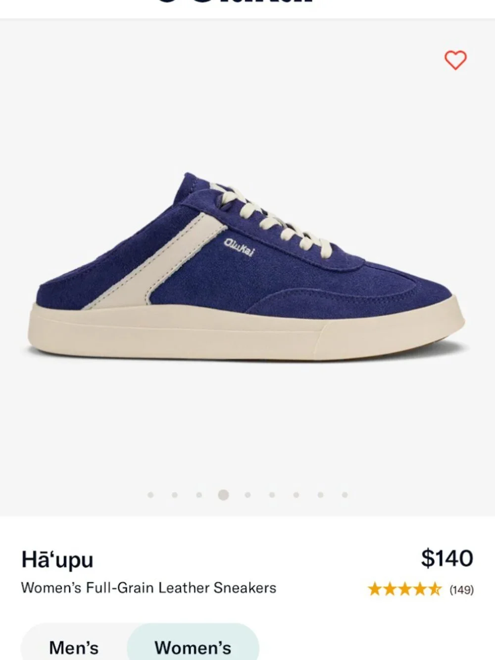 OluKai Ha'upu Court Sneaker - Navy / Off-White - Size 6.5